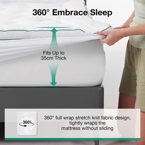 Novilla King Topper down-alternative fill adds plush loft without heavy heat.