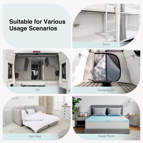 Novilla king topper in a sofa or RV setup adds resting surface.