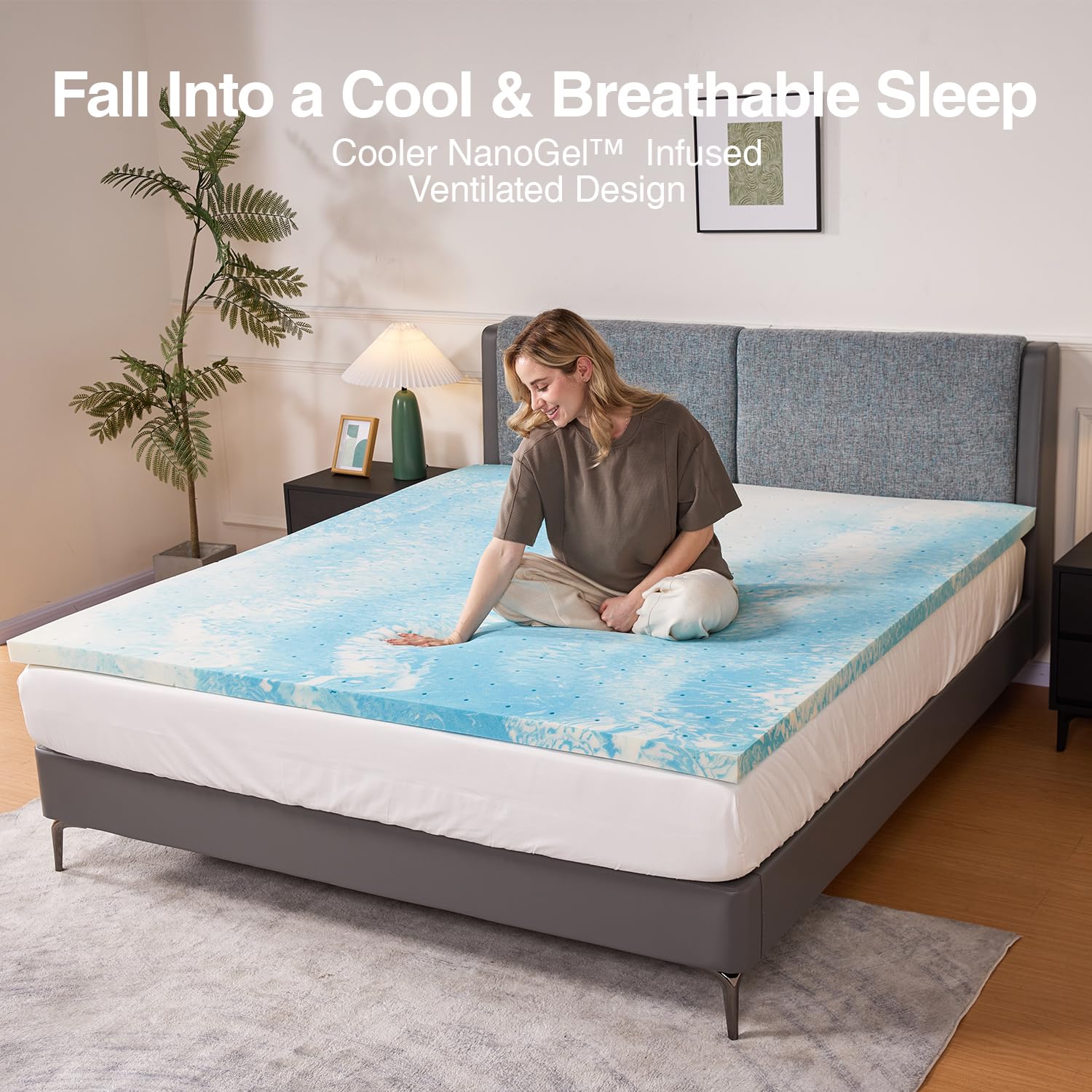 Novilla topper demonstrates ergonomic full-body support for better sleep alignment.