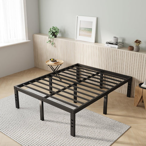 Novilla queen bed frame 14-inch height offers easy access under the bed for storage and cleaning.