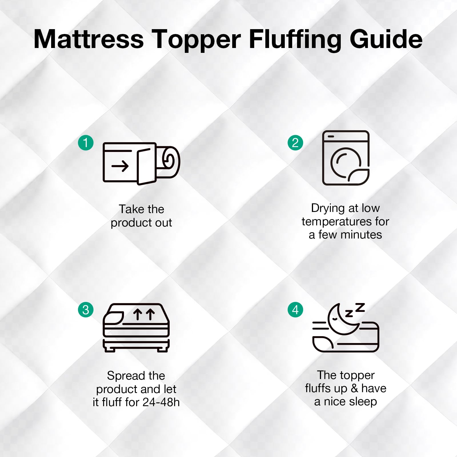 Novilla Queen Topper uses baffle-box stitching to maintain even filling.