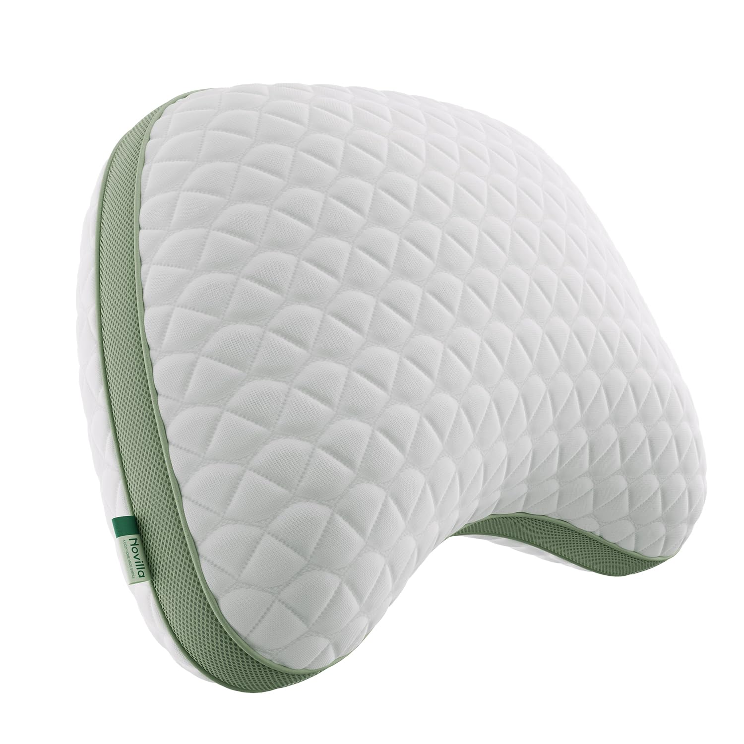 Novilla Tencel side sleeper pillow curved-design supports neck and shoulders for better alignment.