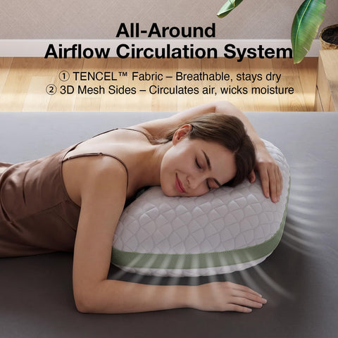 Novilla Tencel side sleeper pillow memory foam and fiber fill offer plush support.