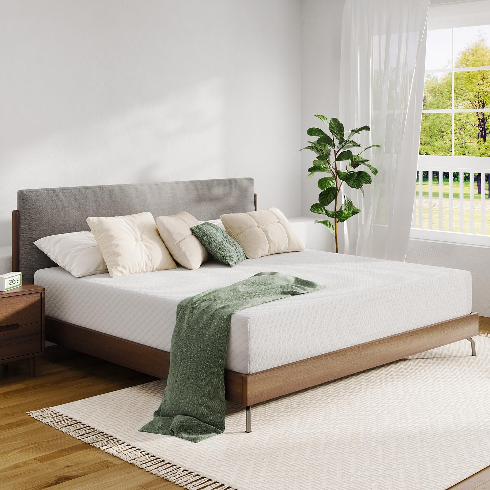 Novilla Twin memory foam mattress side sleeping view promotes pressure relief.