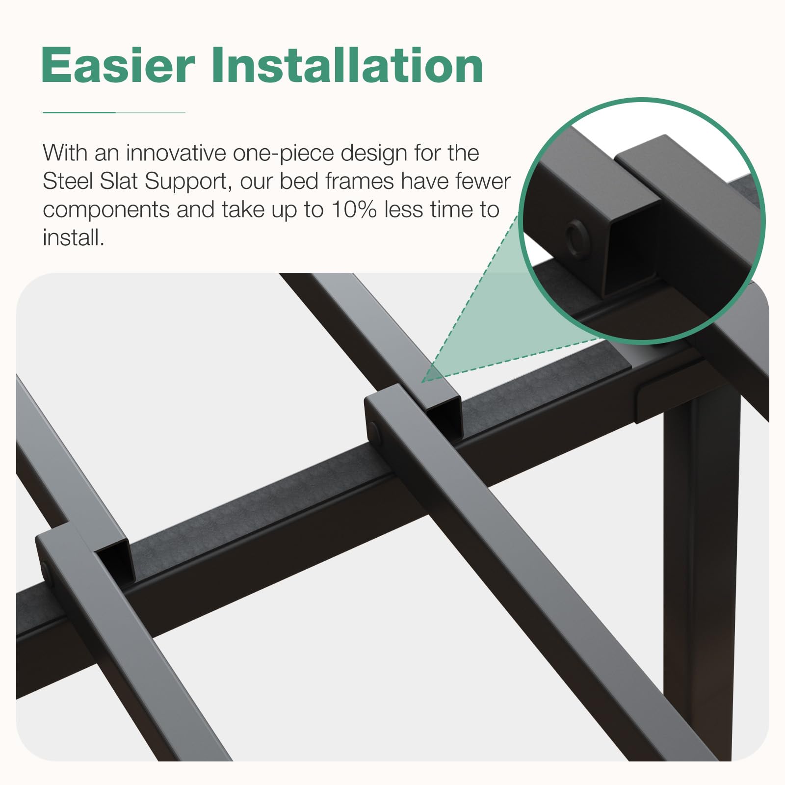 Novilla twin bed frame steel slat support provides quiet, stable sleep.