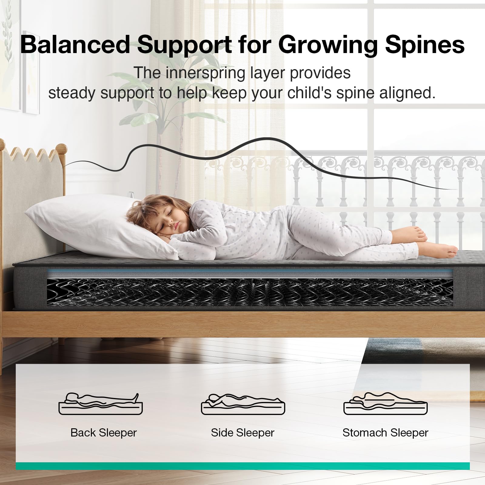 Novilla Twin Kids Mattress Bonnell coil unit delivers durable bounce