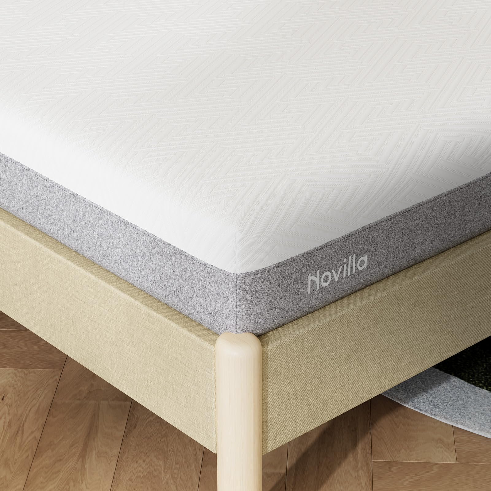 Novilla CertiPUR-US certified foams and OEKO-TEX cover material for safer sleep.