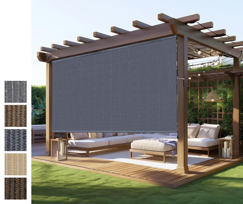 NOVINO Patio Shade Roll Up fabric close-up demonstrates UV protection and breathability.