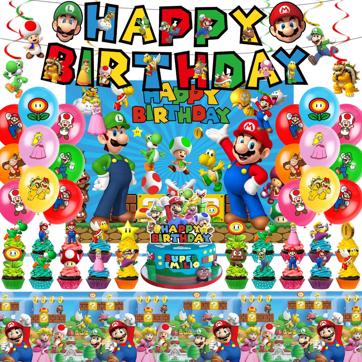 Novovida Mario banner adds festive color for the party entrance.