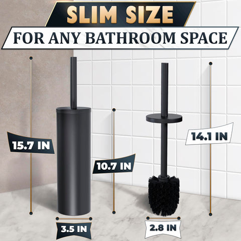 Novsix black toilet brush holder with compact design for discreet storage