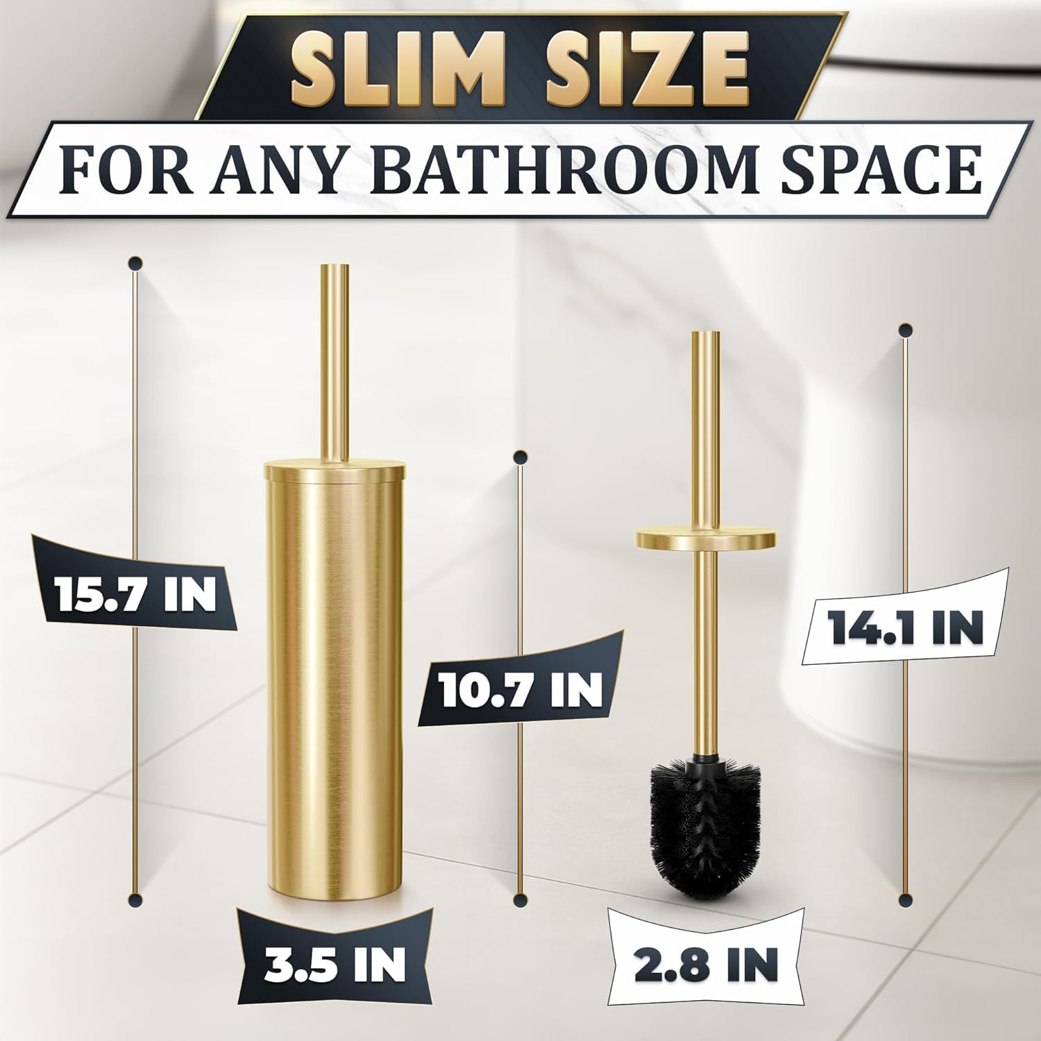 Novsix brushed gold holder with splash protection and durable finish.