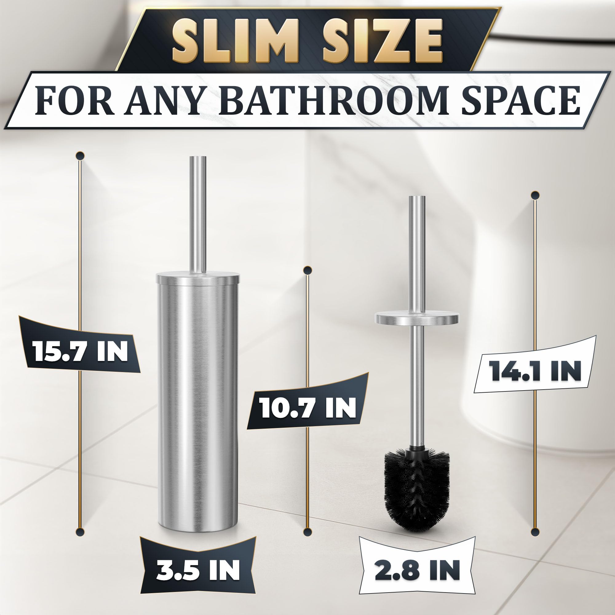Novsix stainless steel brush with holder keeps bathroom neat