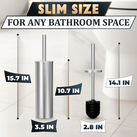 Novsix stainless steel brush with holder keeps bathroom neat