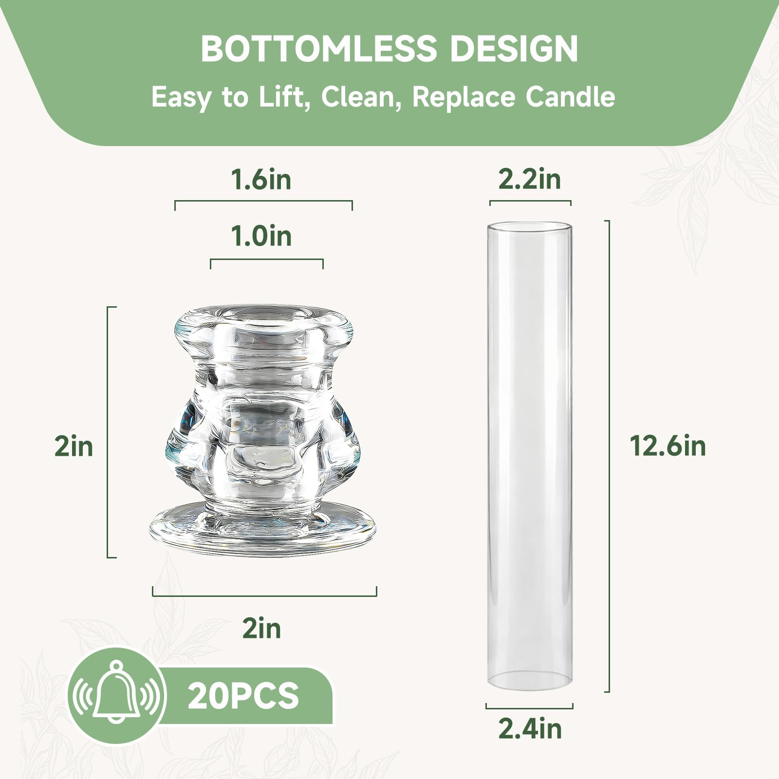Novyxis hurricane tubes with a 2.2-inch ID for pillar candles.