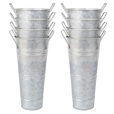 Nowdowin small galvanized flower bucket with 10-inch height for tabletop bouquets