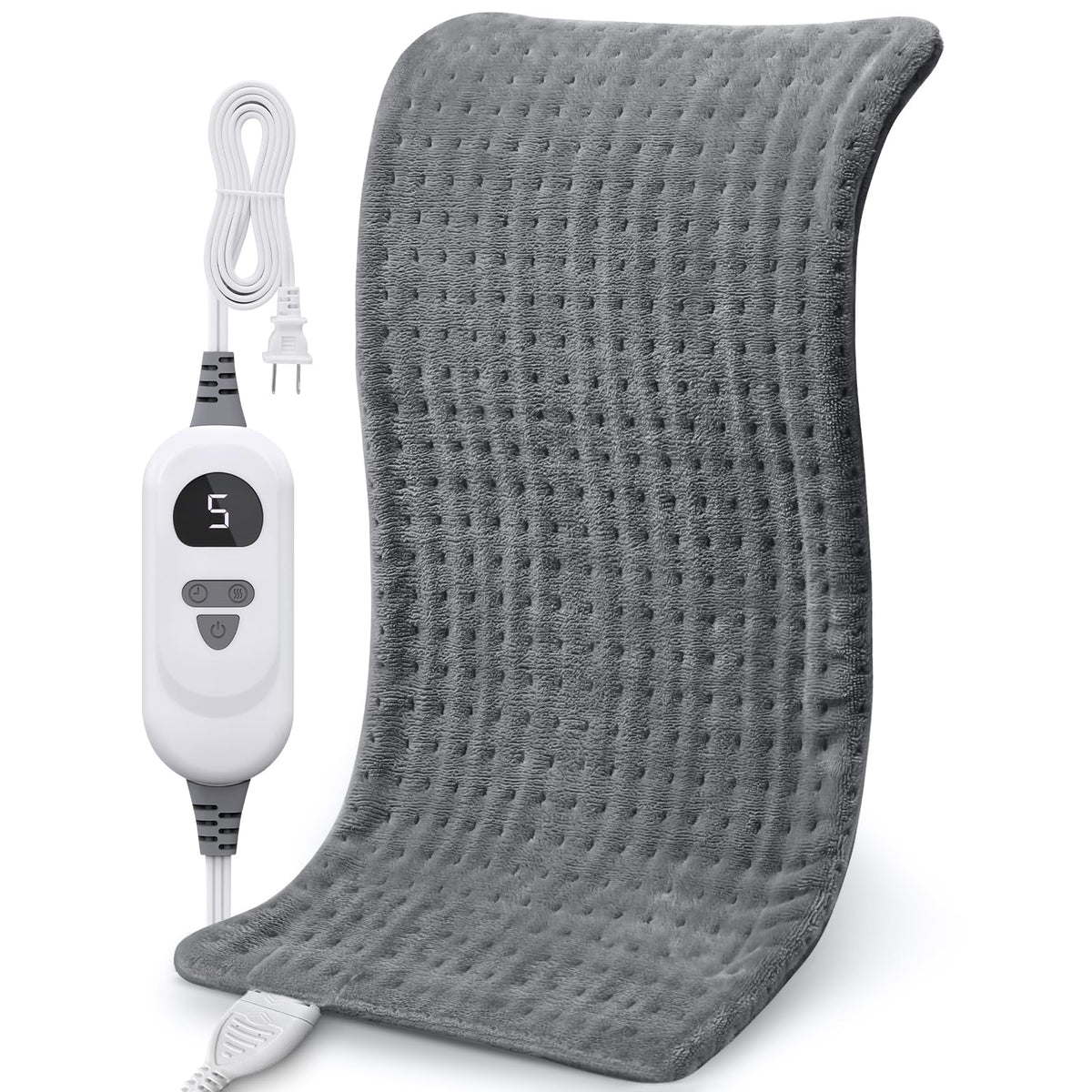 NOWWISH heating pad on back and shoulders provides targeted warmth for muscle comfort.