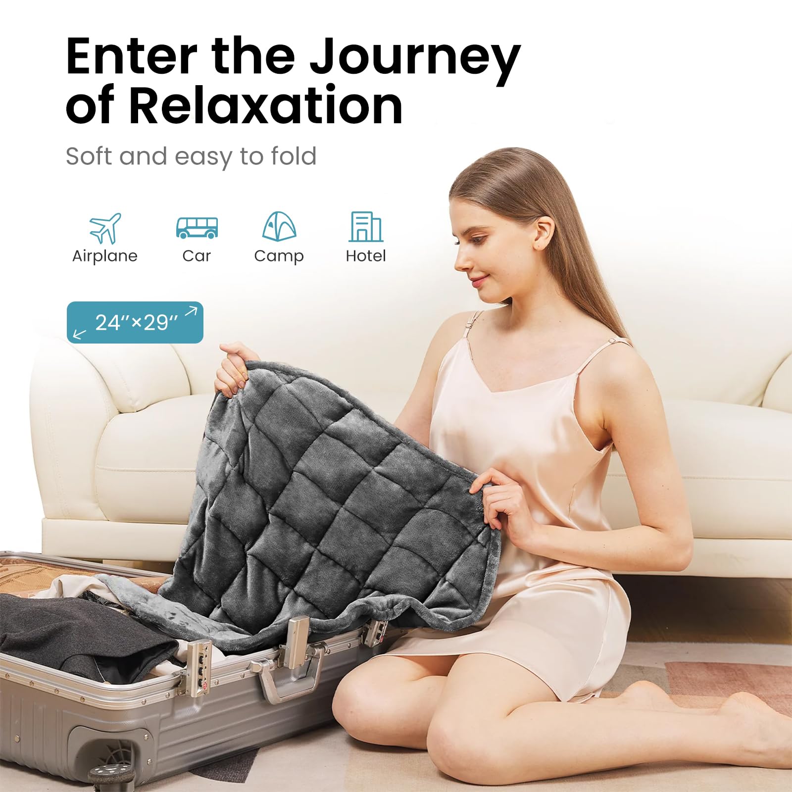 NOWWISH weighted therapy on lap for travel or office sessions