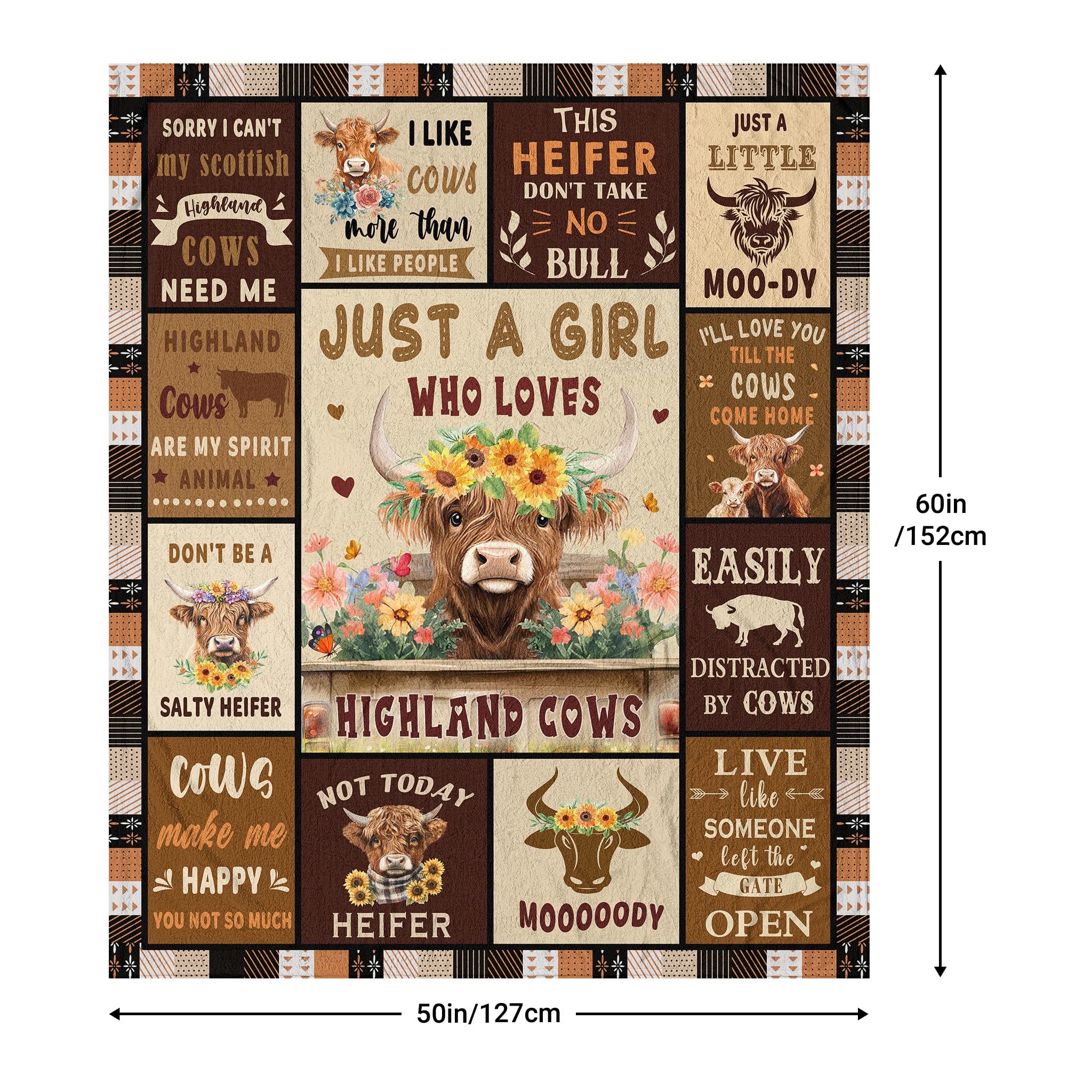 Noxkioy Highland Cow blanket ready for picnics and outdoor seating.