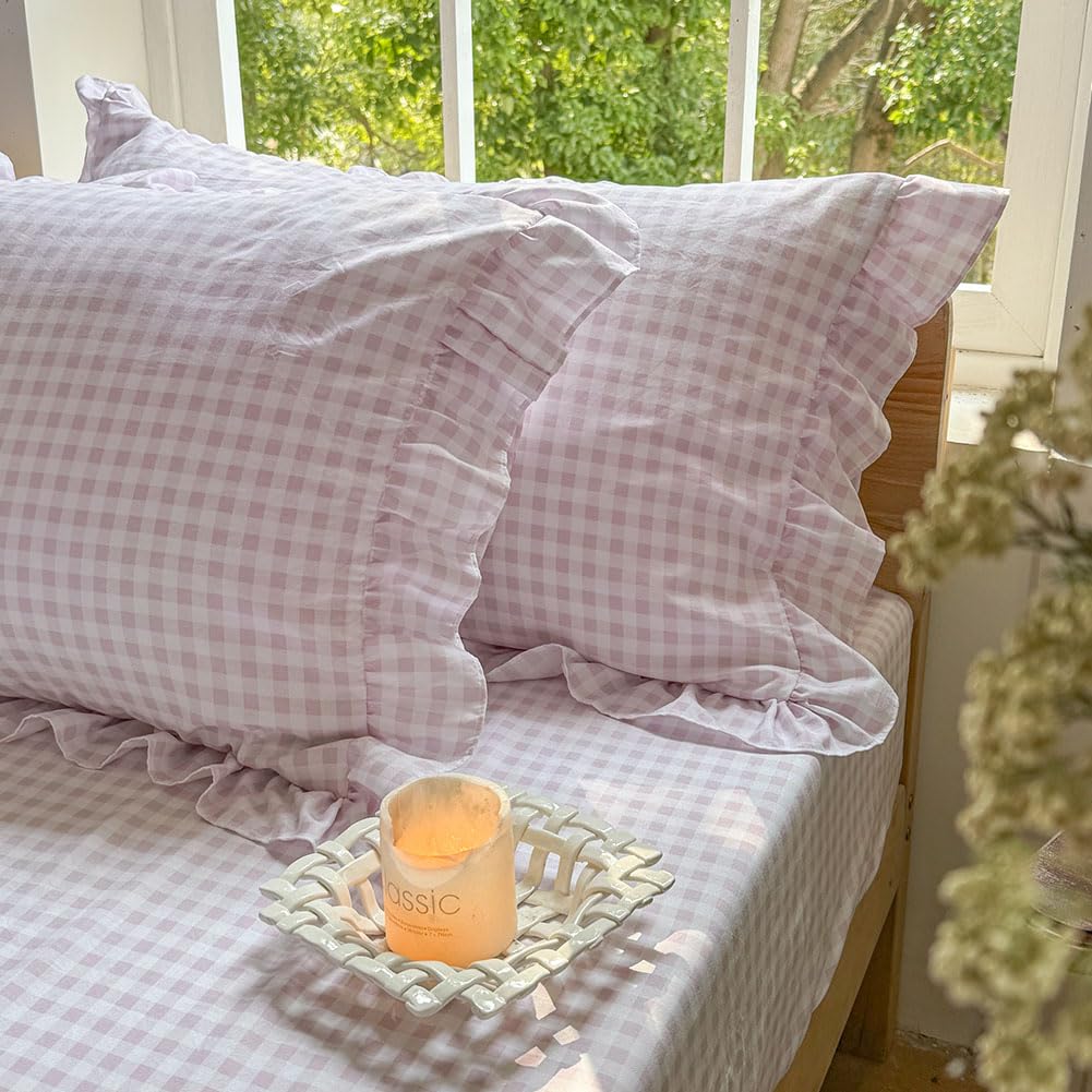 NSNLGSGC cozy bedroom setup with NSNLGSGC gingham sheets