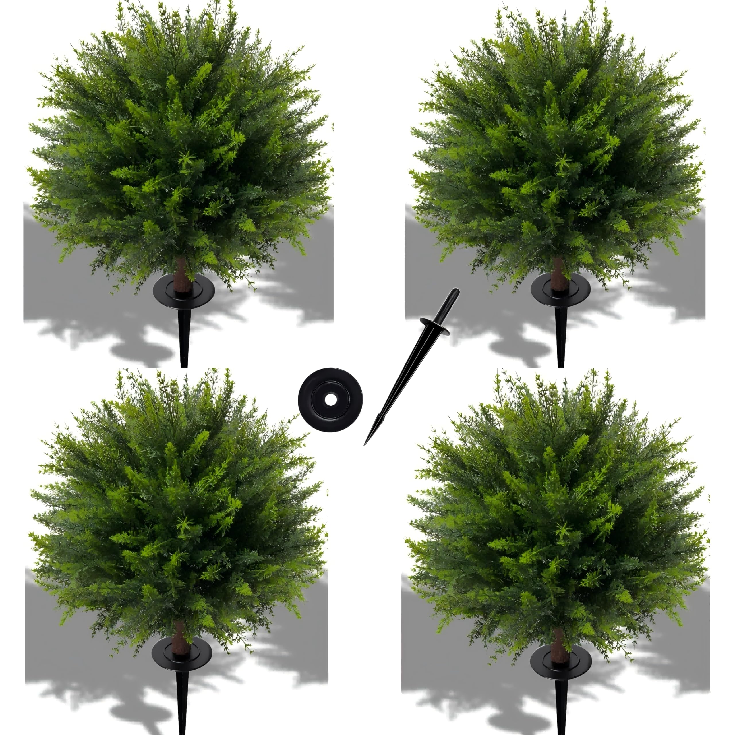 NSOPB cedar topiary ball 24.5 inches, four-pack with ground spike for outdoor décor.