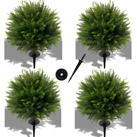 NSOPB cedar topiary ball 24.5 inches, four-pack with ground spike for outdoor décor.