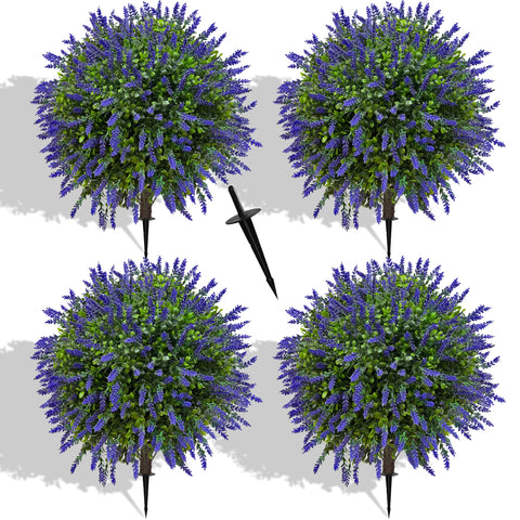 NSOPB lavender topiary ball close-up showing lifelike flowers for outdoor decor