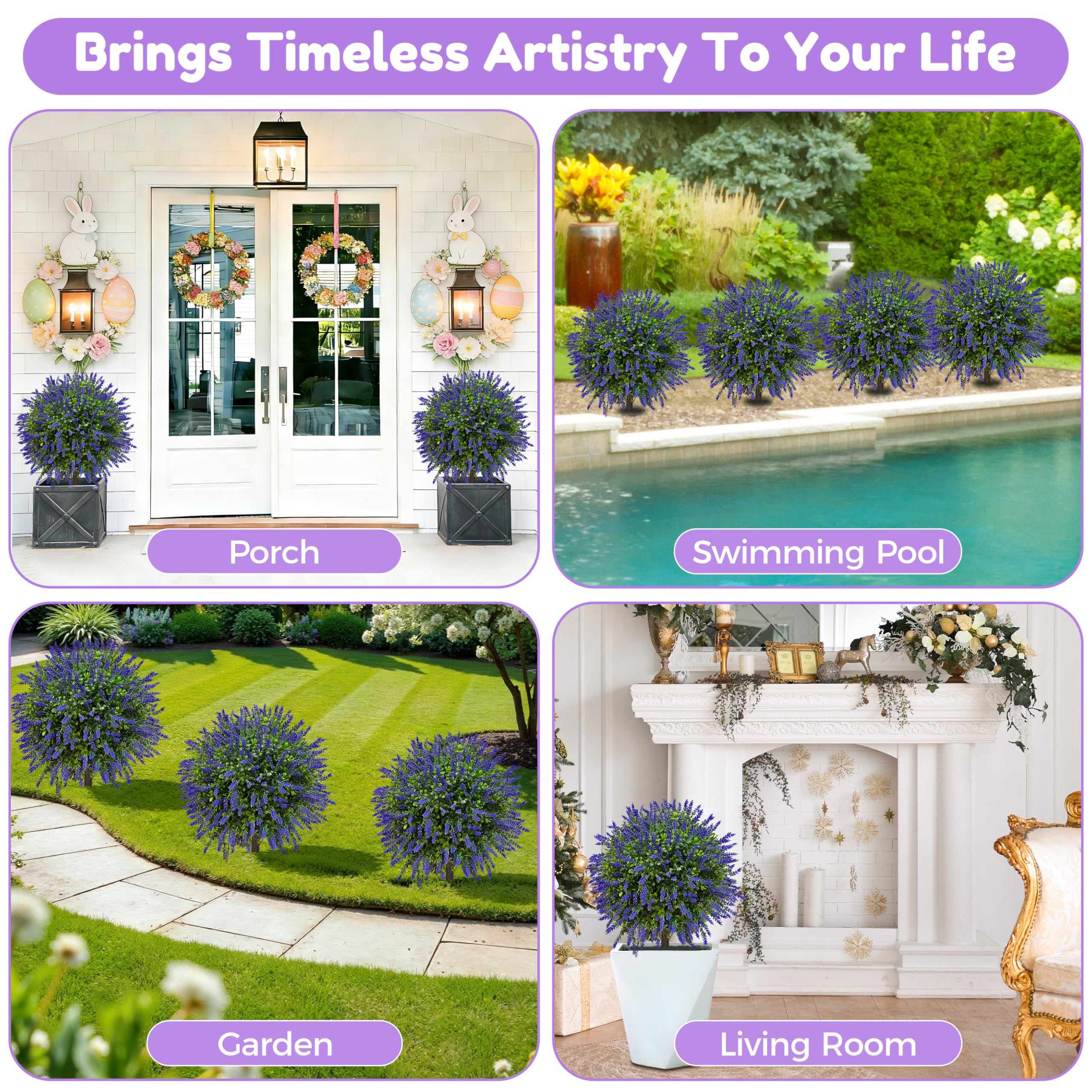 NSOPB topiary ball stands 17.3 inches tall with 16-inch width
