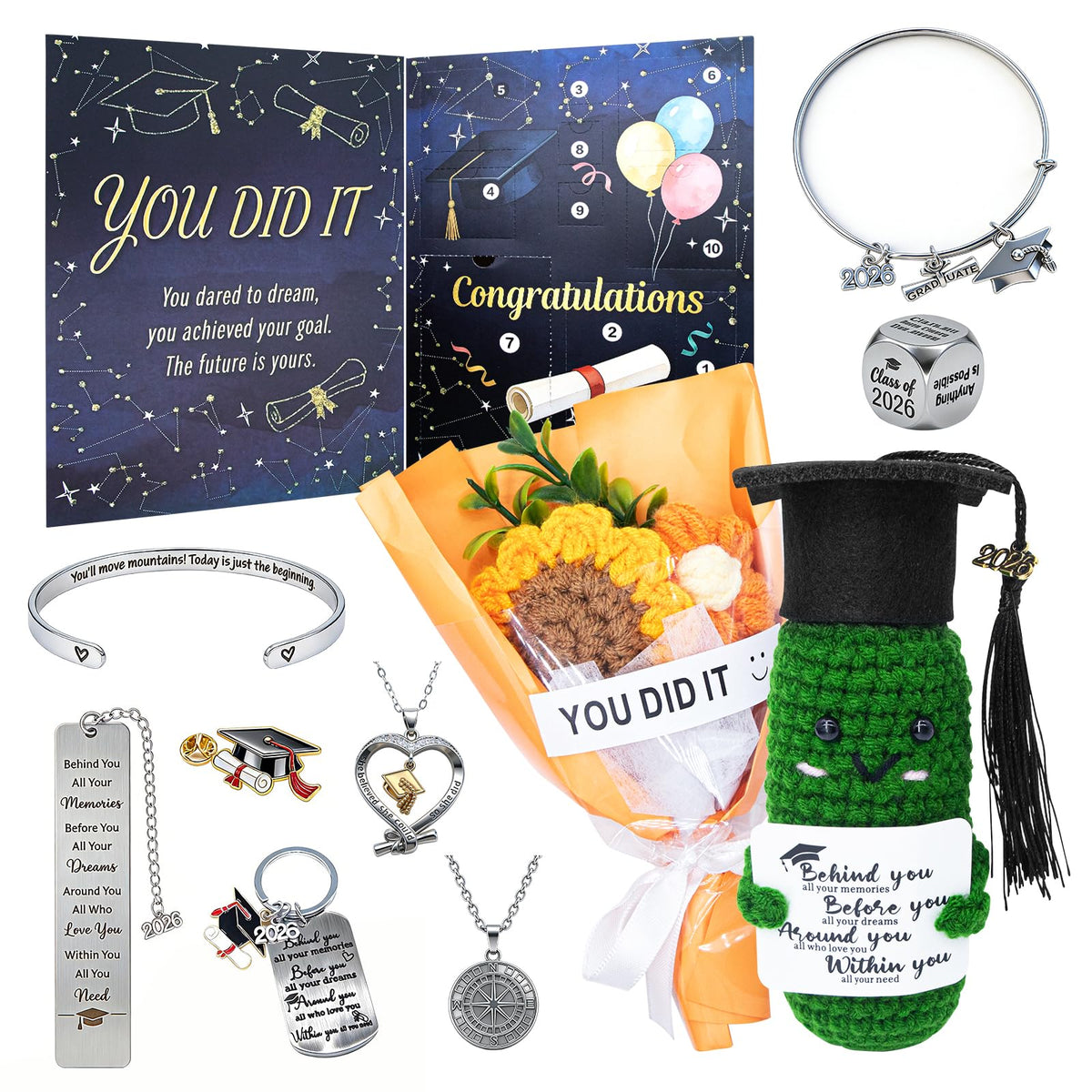 Nsoyos Graduation Pickle Doll keepsake to celebrate a graduate's milestone memories.
