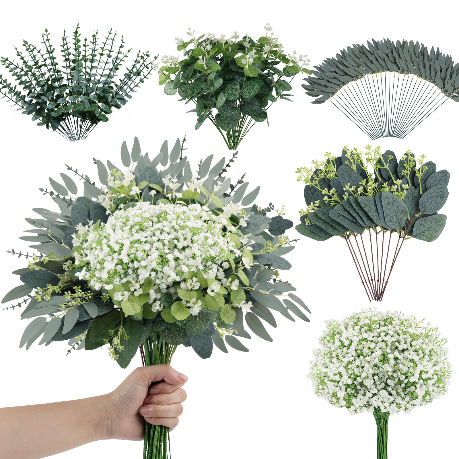 N&T NIETING artificial eucalyptus stems in a 120-pack for bouquets and decor.
