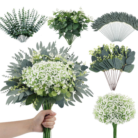 N&T NIETING artificial eucalyptus stems in a 120-pack for bouquets and decor.
