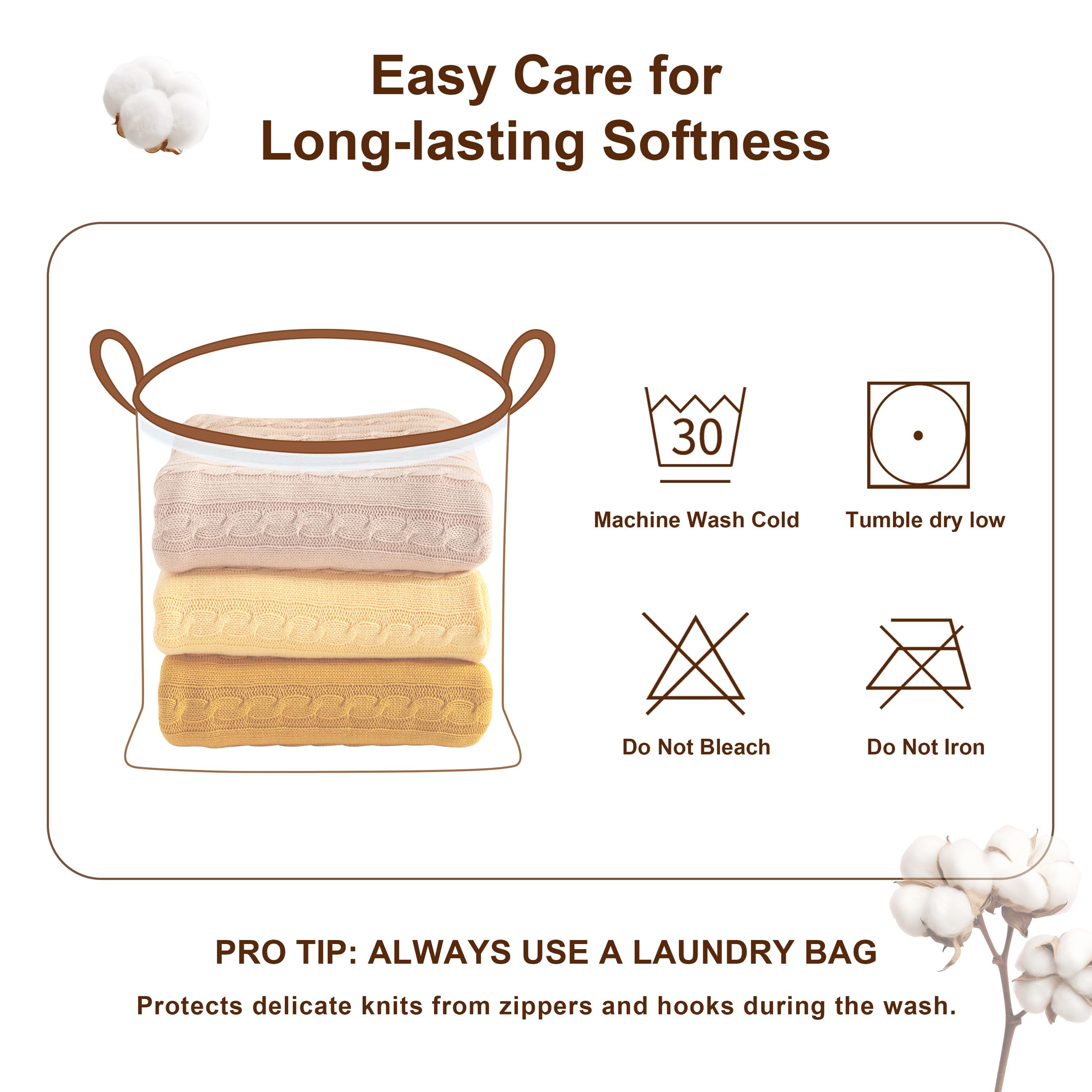 NTBAY machine-washable cotton throw stays soft after washing