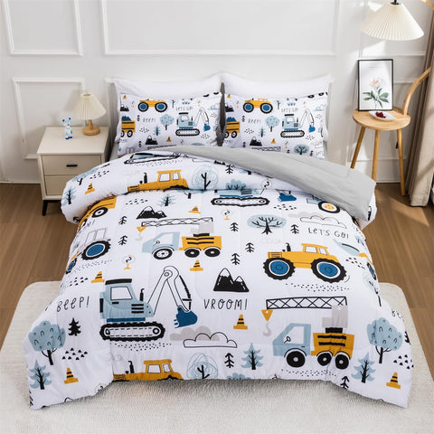 NTBED forest vehicles pattern adds playful bedding ambiance