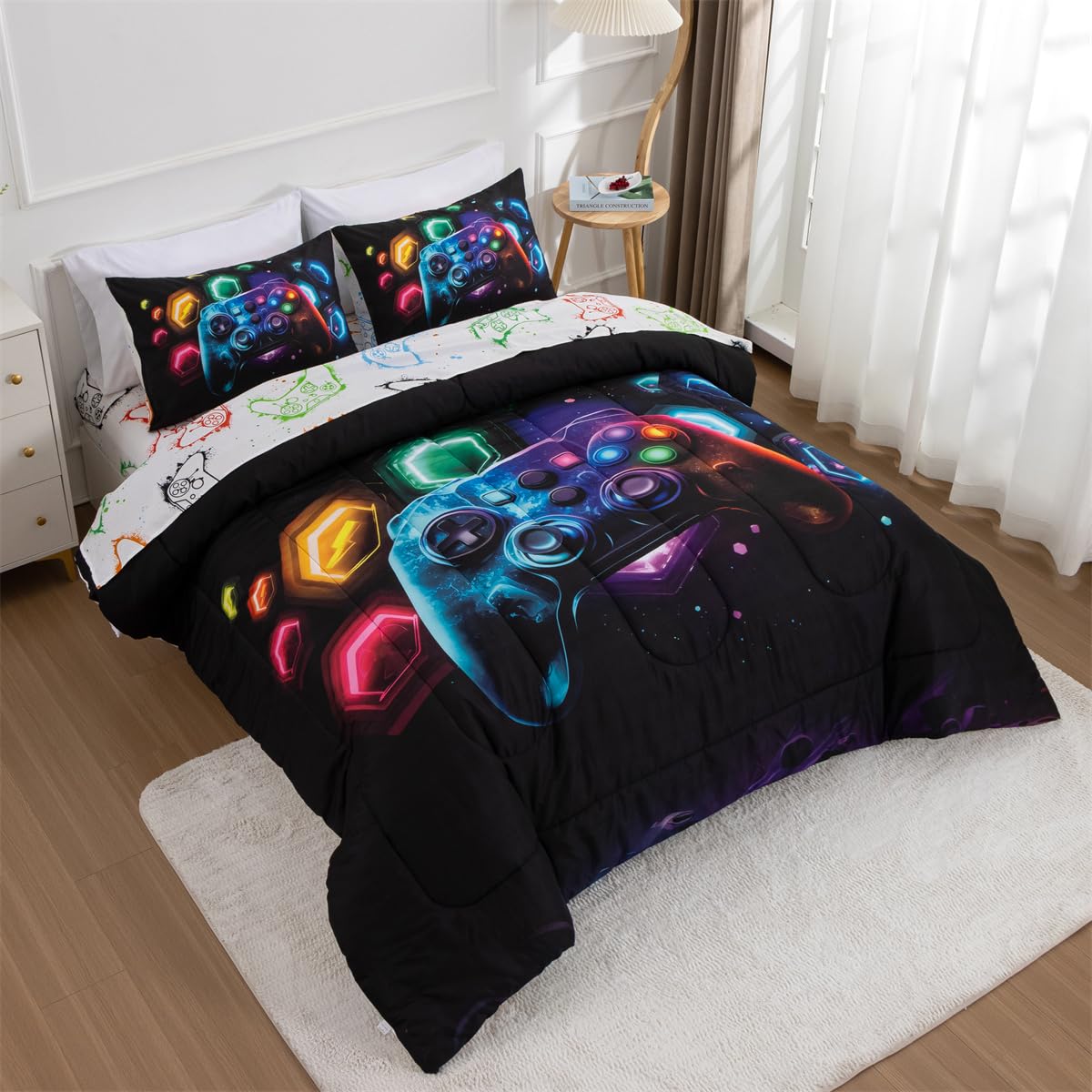NTBED game console comforter twin stitching detail ensures durable loft and even fill.