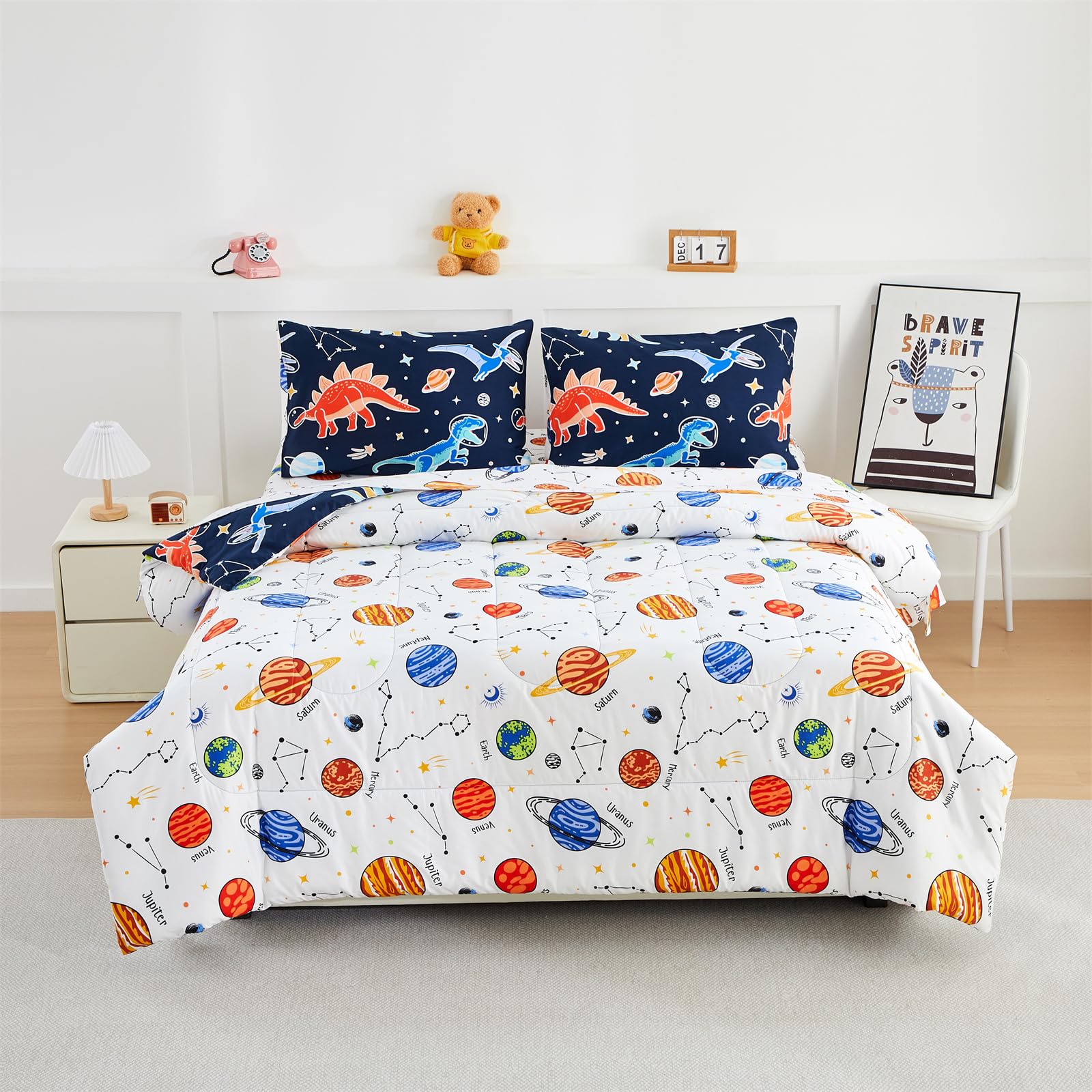 NTBED glow-in-the-dark pattern features luminous dinosaurs for an imaginative night light effect.