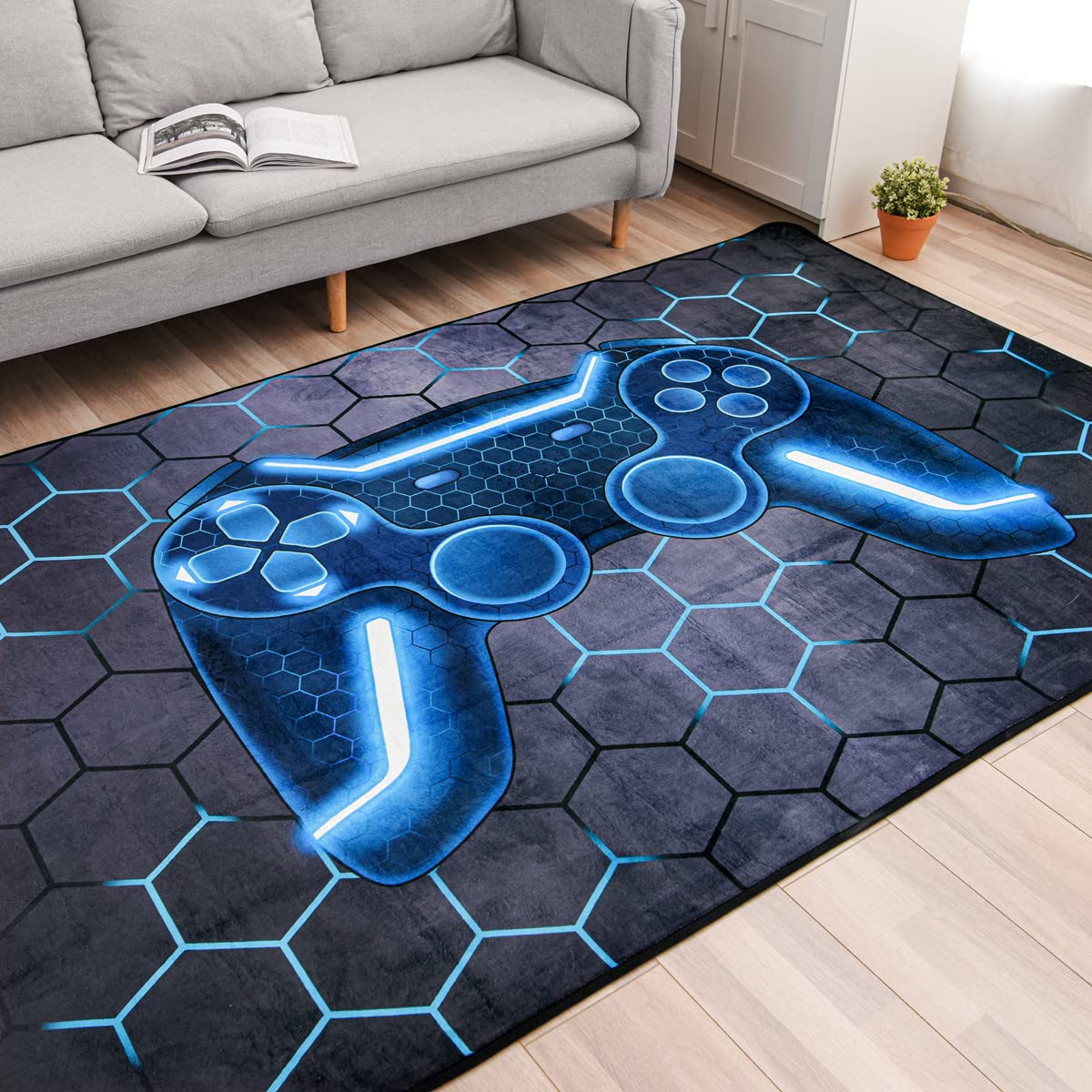 NTBED gaming rug with non-slip bottom stays put during play.