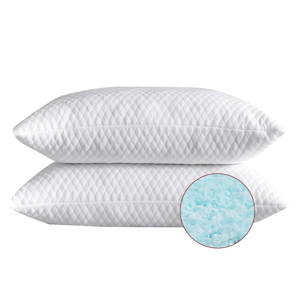 NTCOCO shredded memory foam pillow queen size 2-pack providing plush support for restful sleep