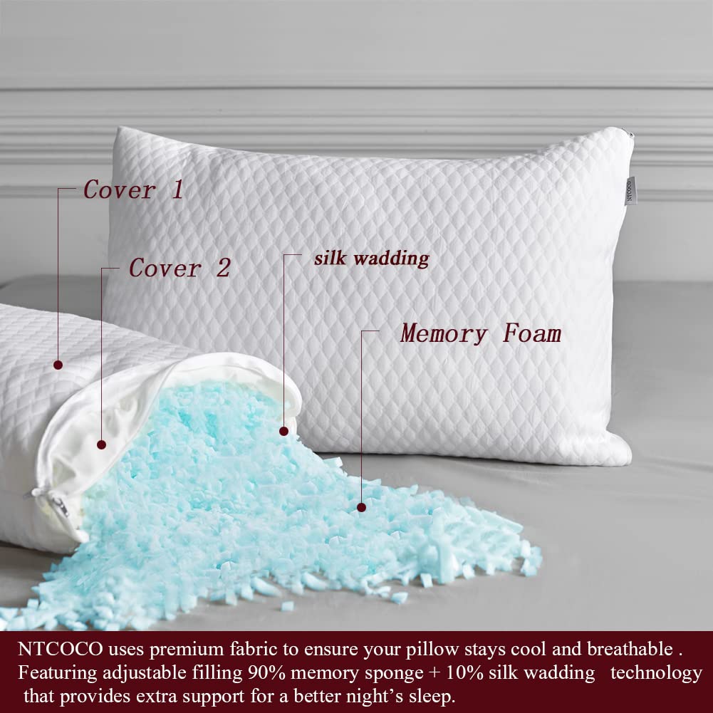 NTCOCO pillow zipper adjustment close-up for personalized height.