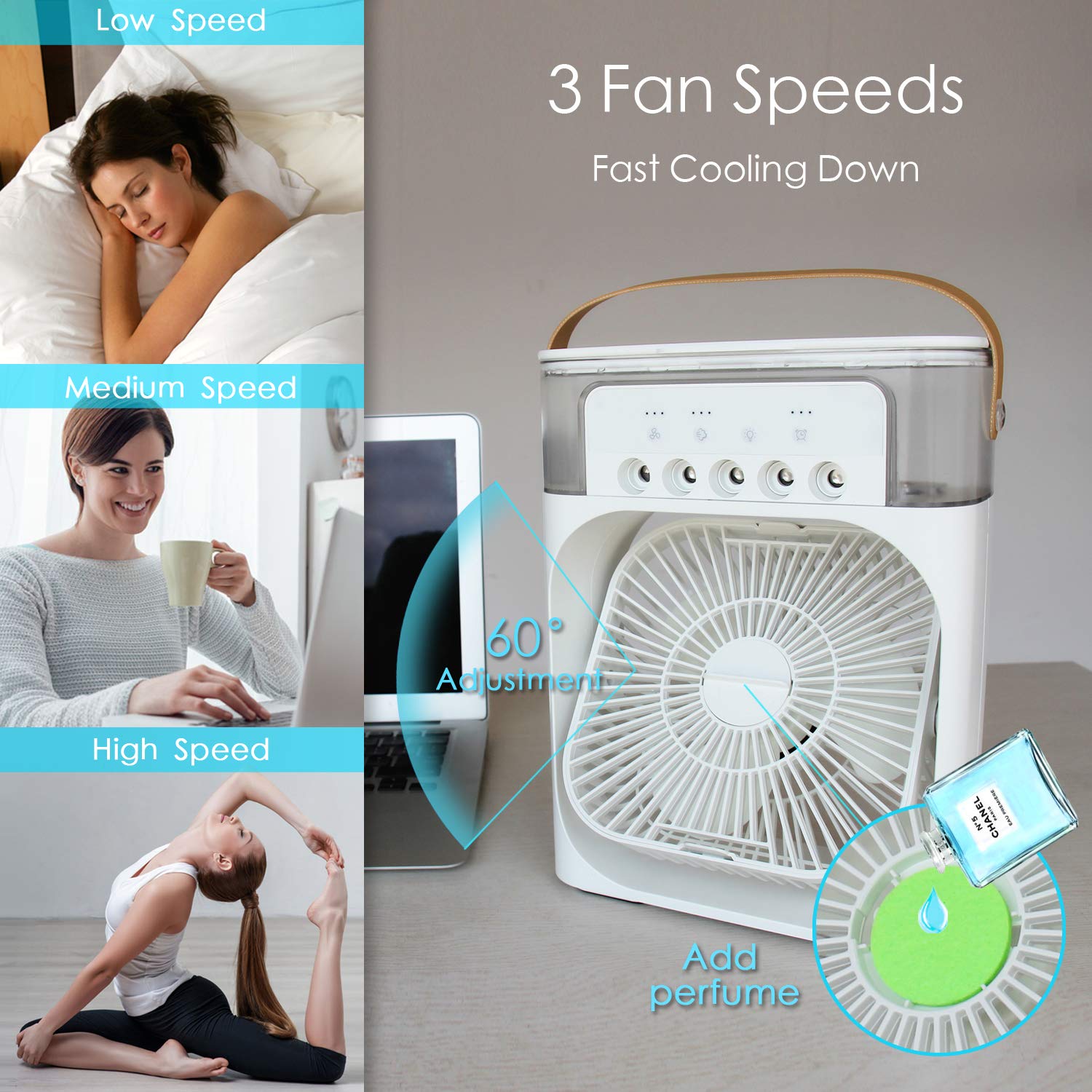 NTMY evaporative cooler with 7 color LED ambient lighting