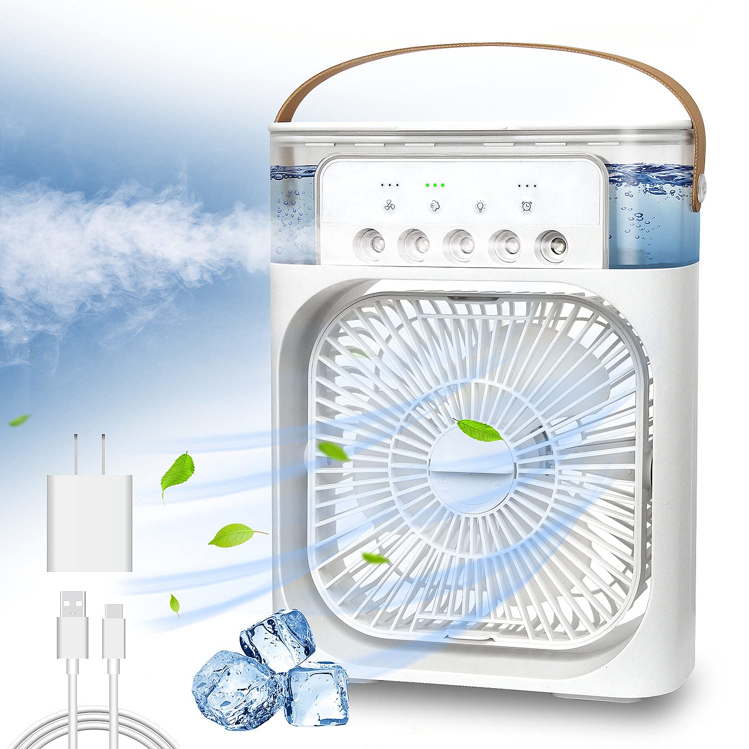 NTMY portable air conditioner fan cooling a desk on hot days
