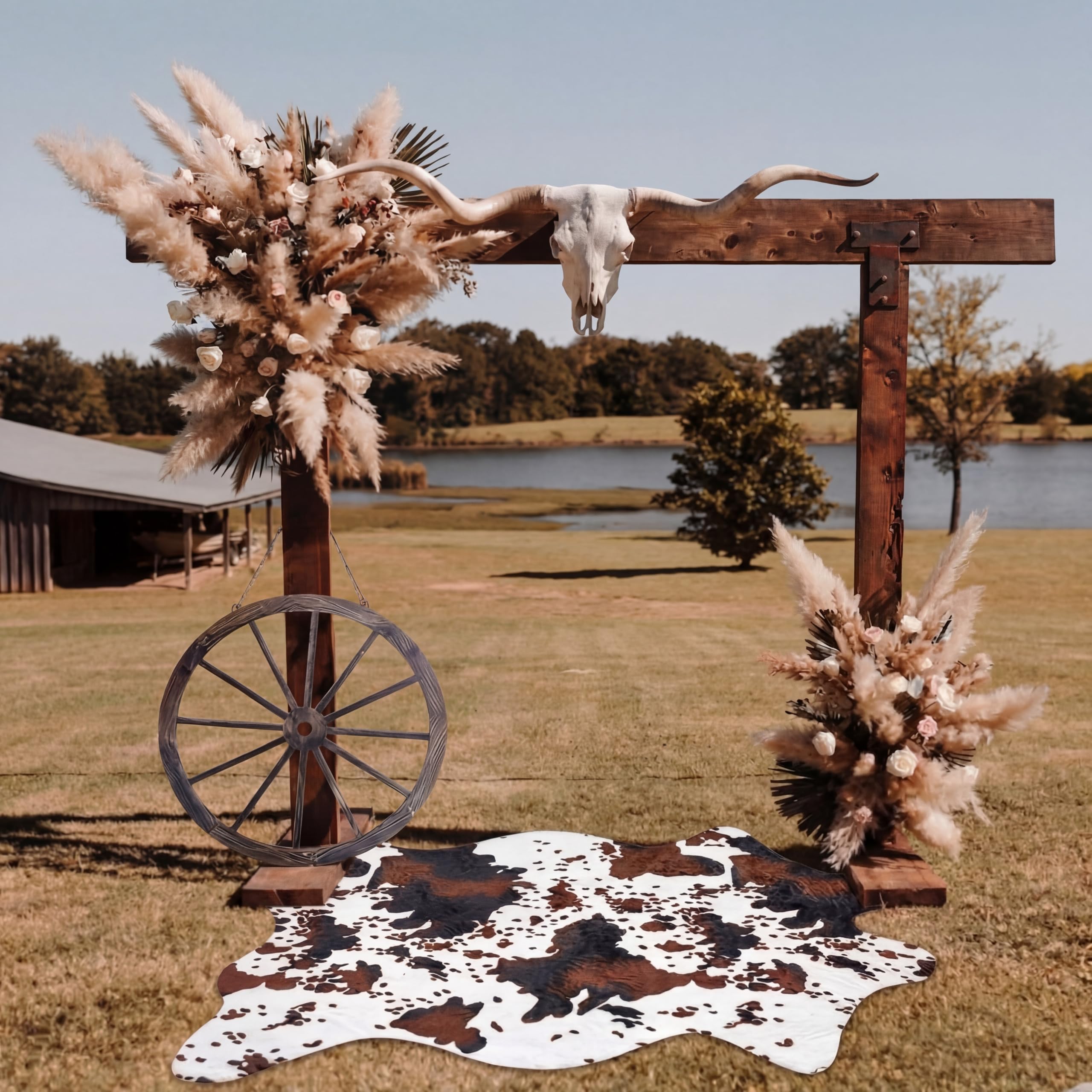 Nuanchu cowprint rug provides soft texture and bold pattern for country charm.