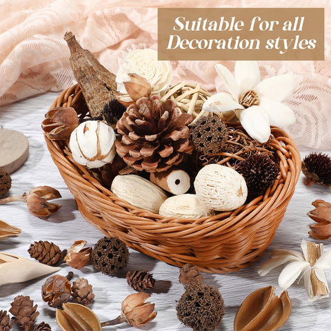 Nuanchu beige spheres offer a subtle vintage vibe for centerpieces.