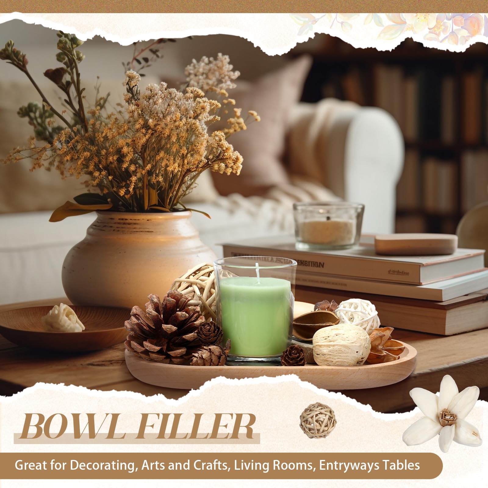 Nuanchu DIY-friendly bowl fillers enable creative table displays.