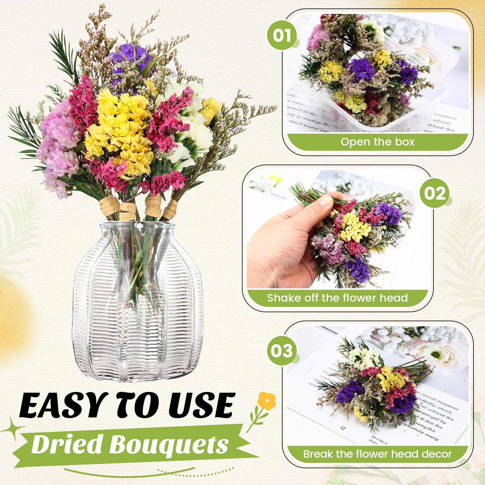 Nuanchu dried flowers for table and desk decoration longevity