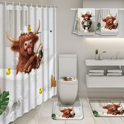Nuanchu Highland Cow bath mat offers soft feel and anti-slip grip