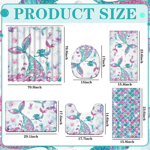 Nuanchu Mermaid square bath mat offers plush comfort and safety