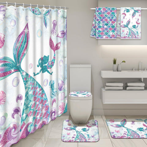 Nuanchu Mermaid U-shaped bath mat fits around the toilet for easy use