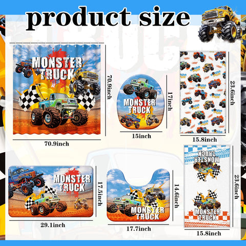Nuanchu monster truck U-shaped mat keeps bathroom edges in place.