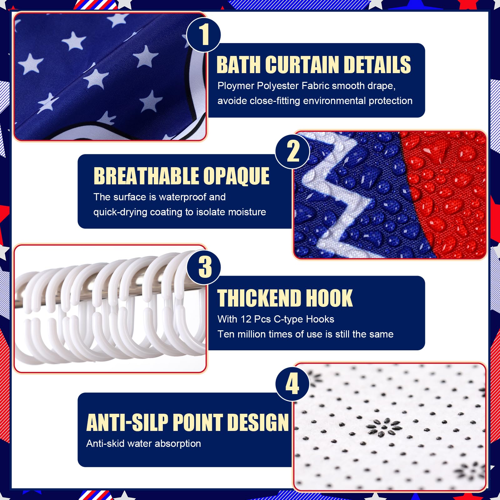 Nuanchu toilet lid cover adds cohesive patriotic touch to the bathroom.