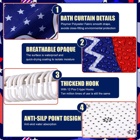 Nuanchu toilet lid cover adds cohesive patriotic touch to the bathroom.