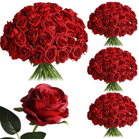 Nubry Burgundy Rose 19.6in length with lifelike petals for elegant centerpieces.